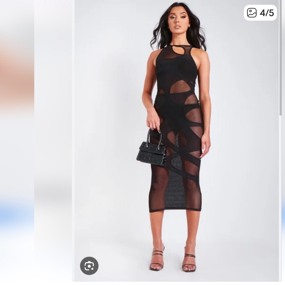 Chic Black Sheer Cut-Out Maxi Dress